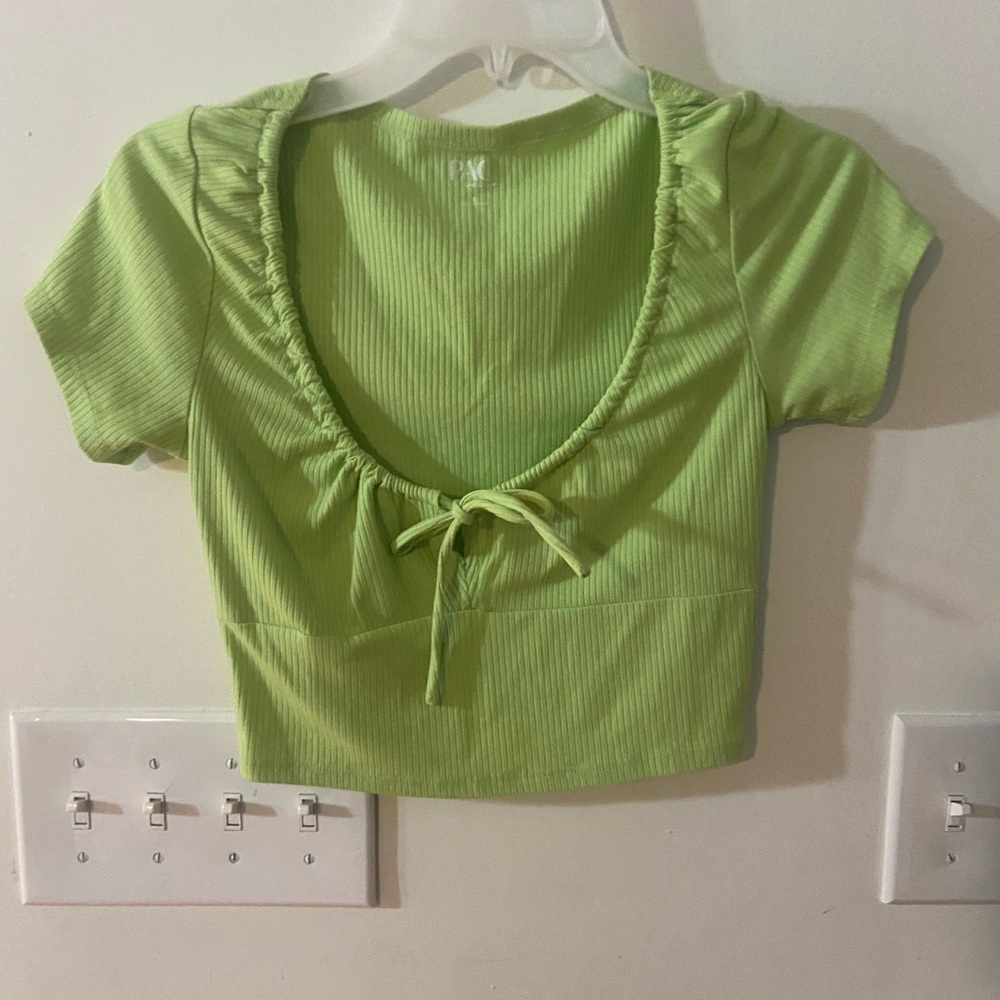 PAC Cares Mint Green Ruched Crop Top Size S